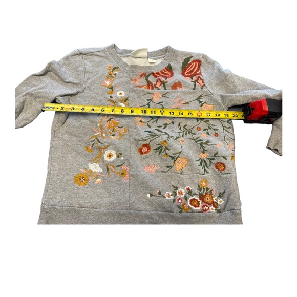Anthropology Maeve Marcie Embroidered Floral Sweatshirt - Picture 10 of 11